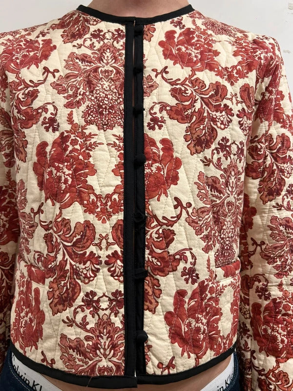 LIME Quilted Floral Cropped Jacket | Korean Boutique Style UK10–12