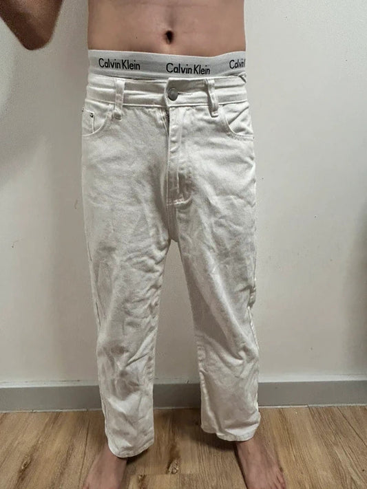Riley Marseille White Straight Leg Jeans XS Low Rise Relaxed Denim