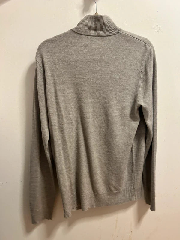 EASY Grey Half-Zip Knit Jumper Minimal Editorial Layering Piece Size S