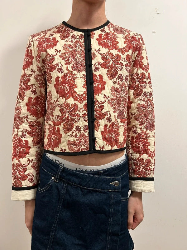 LIME Quilted Floral Cropped Jacket | Korean Boutique Style UK10–12