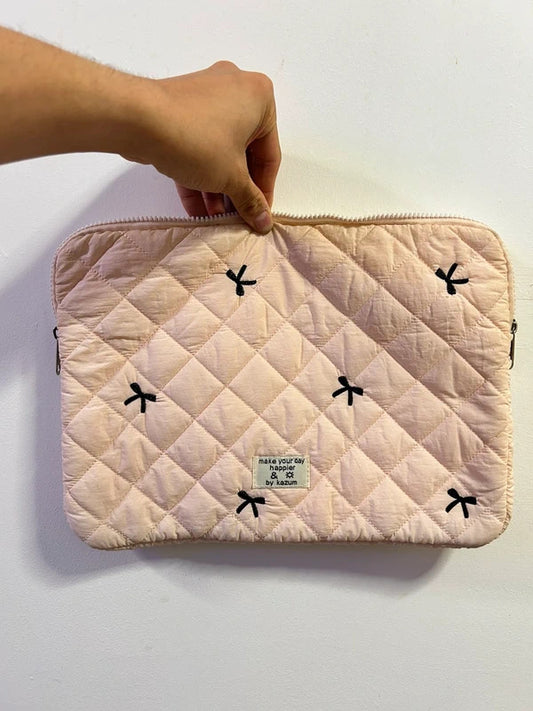 Kazum Quilted Bow Laptop Pink Padded Case Coquette Japanese Aesthetic