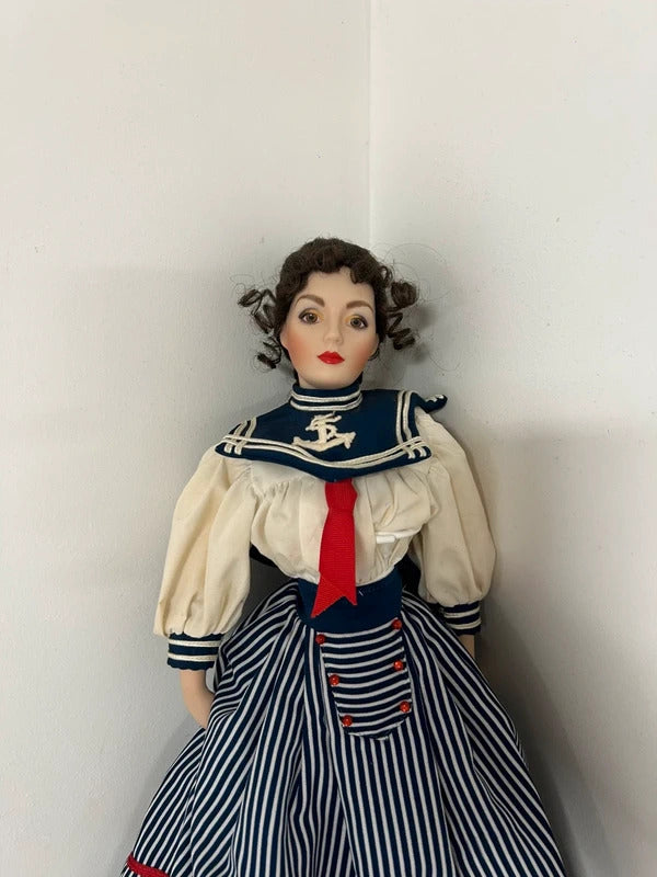 Franklin Heirloom Gibson Girl porcelain doll sailor dress vintage collectible
