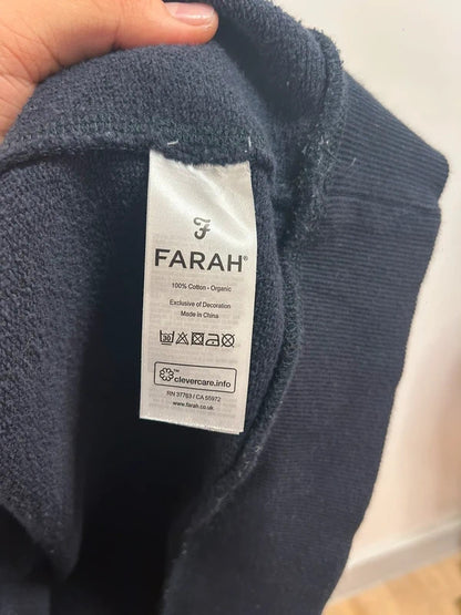 Farah Navy Organic Cotton Half-Zip SweatshirtQuarterZip PulloverSize L