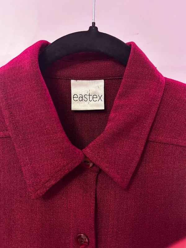 Vintage Eastex Burgundy Longline Blouse UK 16 EU 42 Structured Tunic Shirt
