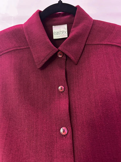 Vintage Eastex Burgundy Longline Blouse UK 16 EU 42 Structured Tunic Shirt
