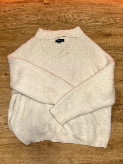 Urban Revivo White Fluffy Cut-Out Knit Jumper M UK 10 Soft Balletcore Sweater