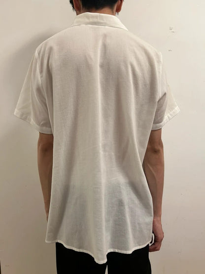 ewm pure classics white linen-look open collar shirt uk 18