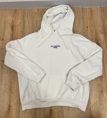 Subdued White “My Face Is Not Available Today” Slogan Hoodie M