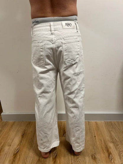 Riley Marseille White Straight Leg Jeans XS Low Rise Relaxed Denim