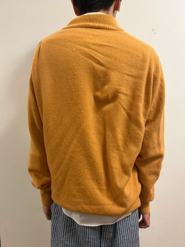 Vintage Baileys Mustard Yellow 100% Lambswool Half-Zip Jumper Size XL