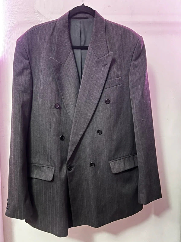 Vintage Horne Brothers Charcoal Pinstripe Double Breasted Blazer UK 44 EU 54