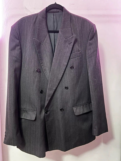 Vintage Horne Brothers Charcoal Pinstripe Double Breasted Blazer UK 44 EU 54