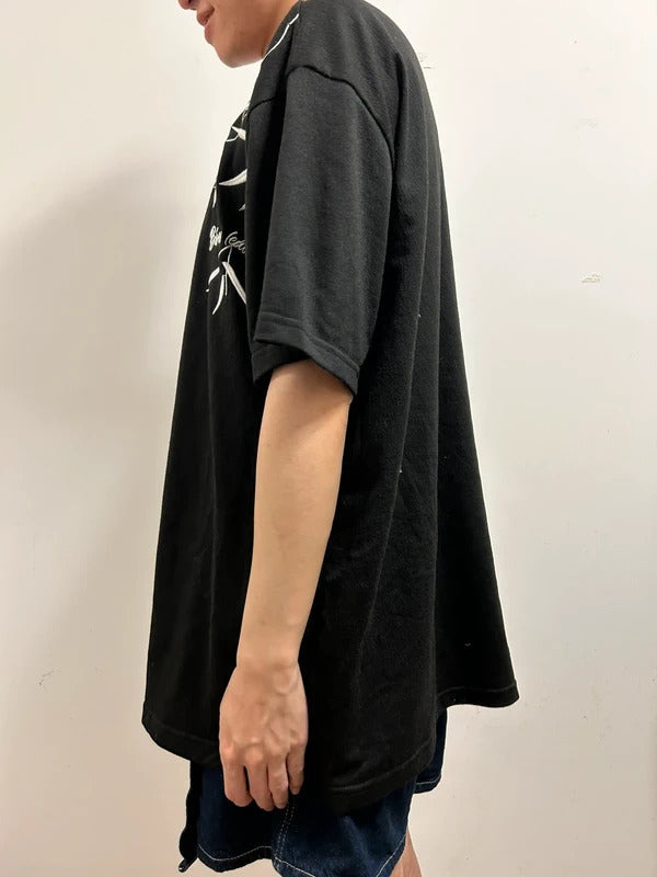 Black Oversized Bamboo Embroidered T-Shirt | Oriental Streetwear XXL