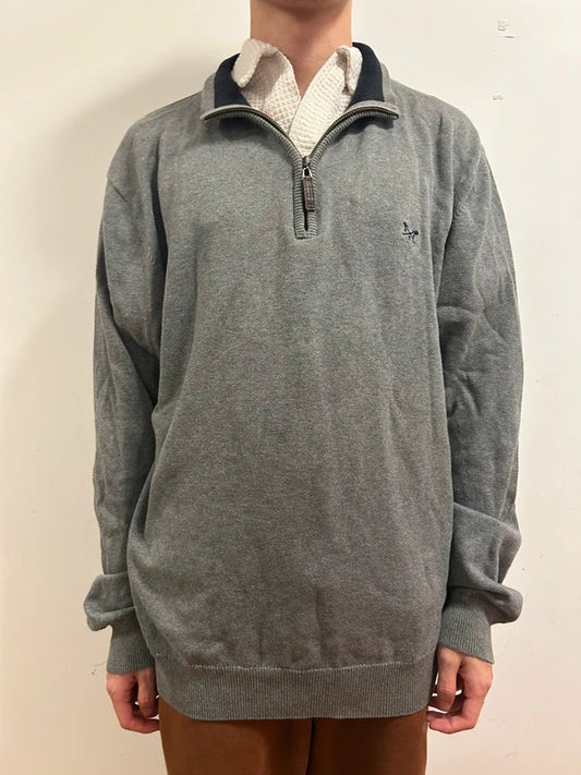crew clothing grey quarter zip jumper xxl organic cotton