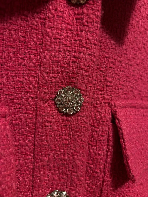 Next Pink Tweed Jacket with Crystal jewel Buttons – UK 22