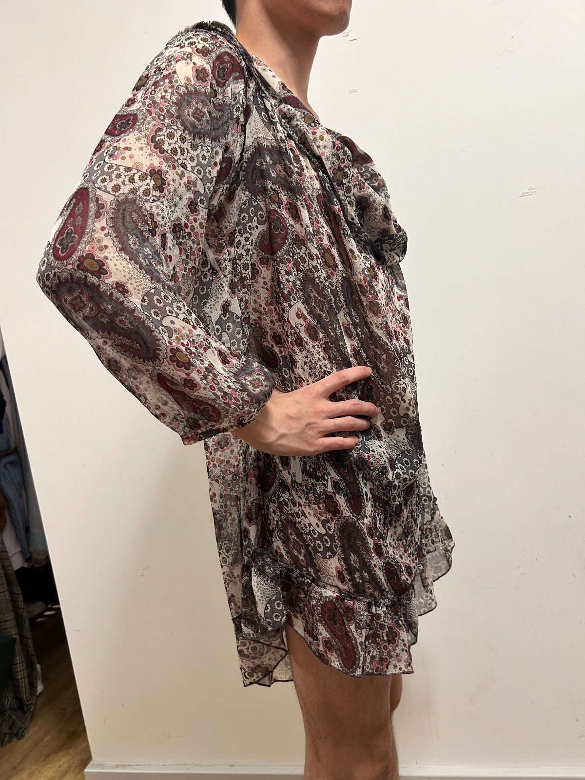 Vintage Paisley Chiffon Blouse Size XXL Sheer Bohemian Romantic Top