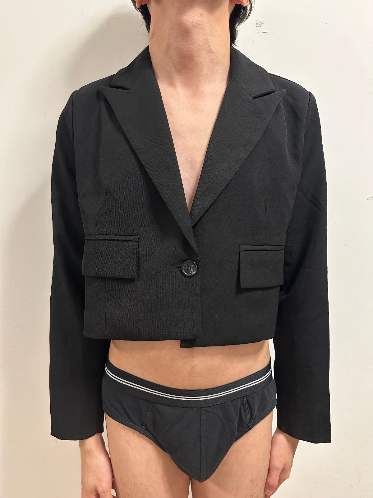 Riley Cropped Black Tailored Blazer | Smart Minimal Jacket | Size S-M
