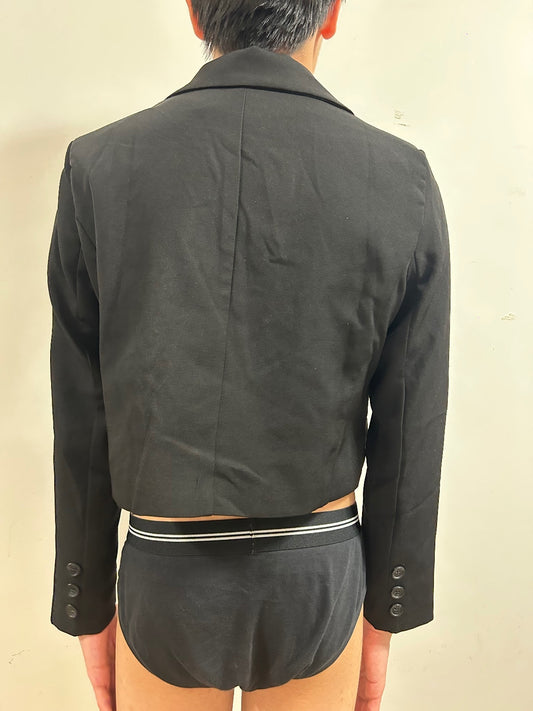 Riley Cropped Black Tailored Blazer | Smart Minimal Jacket | Size S-M