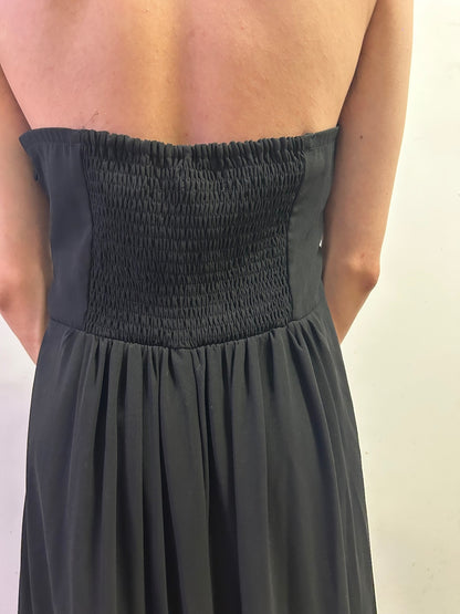 Flower by Charms Paris Black Strapless Chiffon Maxi Dress Size L