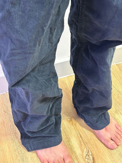 FatFace Navy Corduroy Straight Leg Trousers | UK 14 British Soft Cotton Blend