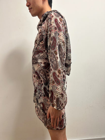 Vintage Paisley Chiffon Blouse Size XXL Sheer Bohemian Romantic Top