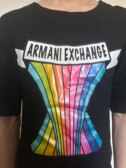 Armani Exchange Rainbow Logo Sweatshirt Limited Graphic Pullover Size S