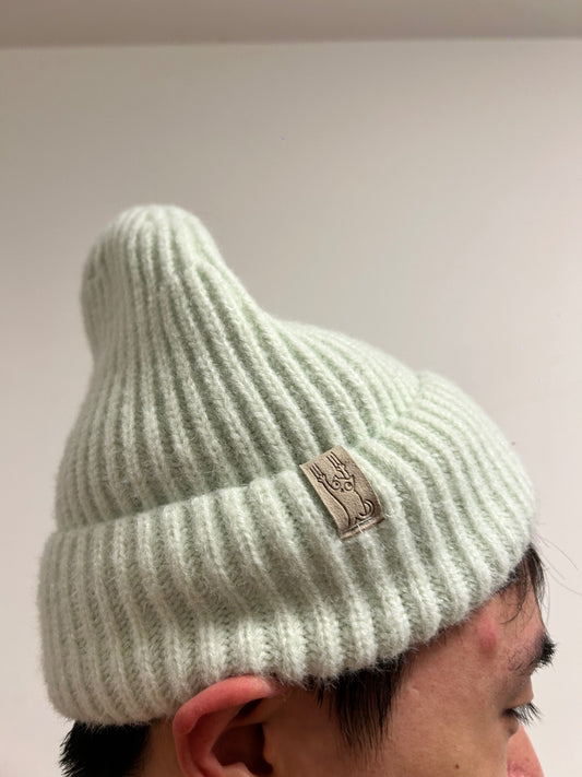 O’STIN Mint Green Ribbed Knit Beanie Hat | Soft Winter Wool Blend