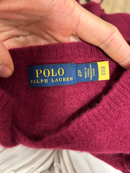 Polo Ralph Lauren Burgundy Cable Knit Wool Cashmere Jumper