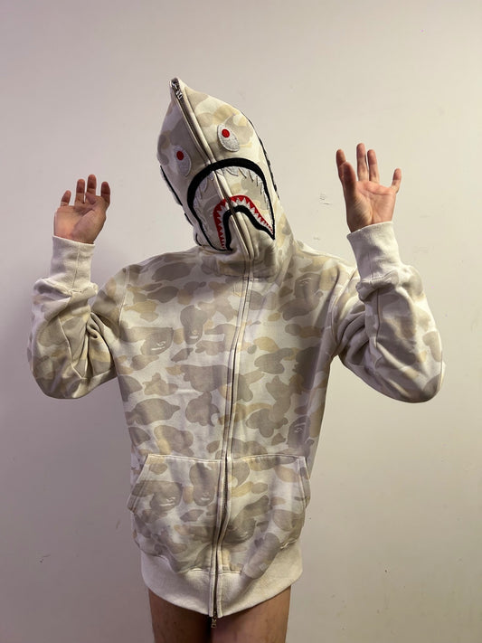 A Bathing Ape BAPE Shark Full Zip Camo Hoodie Made in Japan XXL