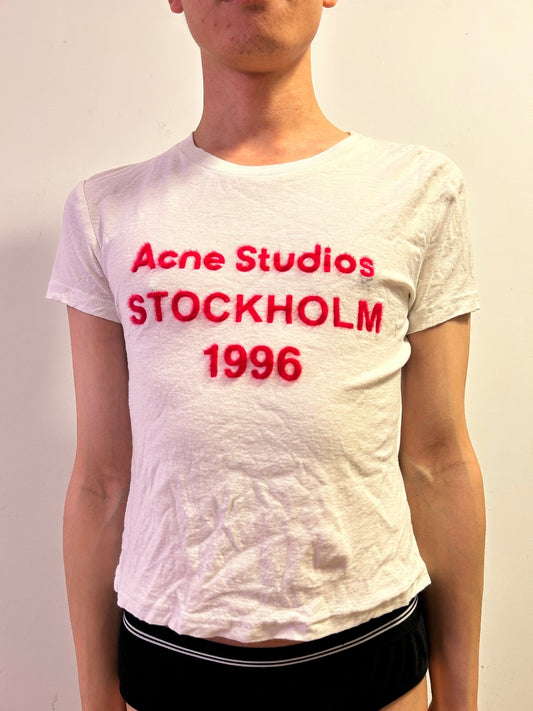 Acne Studios Stockholm 1996 Logo T-Shirt White Unisex Portugal Made