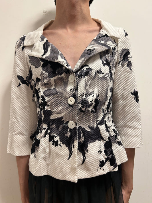 Renato Nucci Paris Textured Floral Tailored Jacket | Size 38