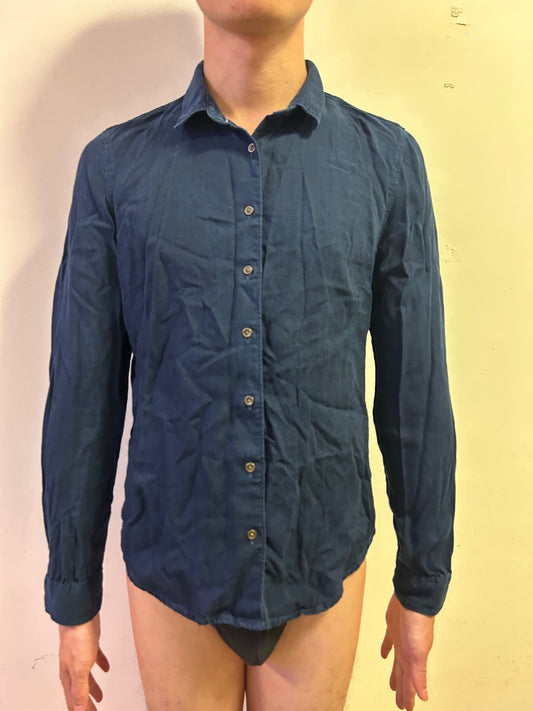 Levi’s Navy Lyocell Button-Up Shirt M Soft Lightweight Smart Casual Shirt Unisex