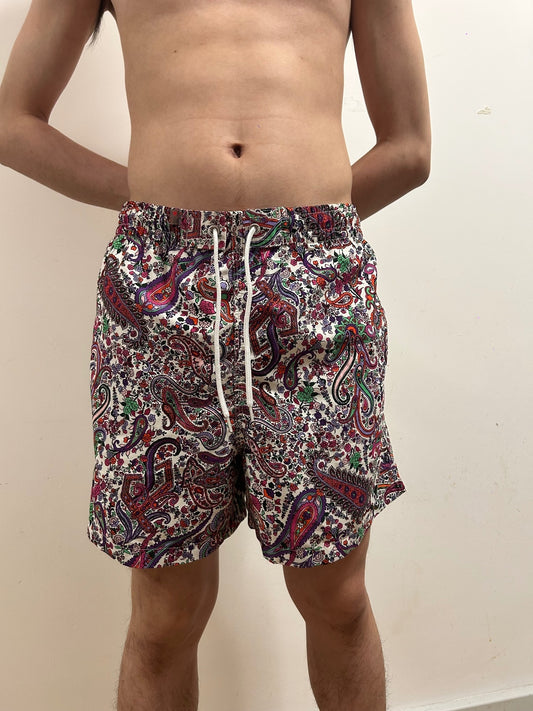 Vintage Paisley Swim Shorts Colourful European Print Men’s M–L Holiday Resort