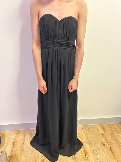 Flower by Charms Paris Black Strapless Chiffon Maxi Dress Size L
