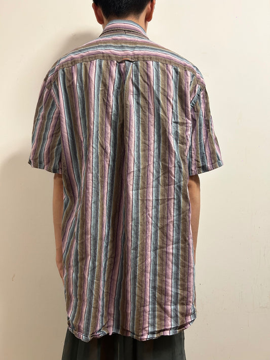 State of Art Men’s Striped Button-Down Shirt XL 100% Cotton Pastel Vintage
