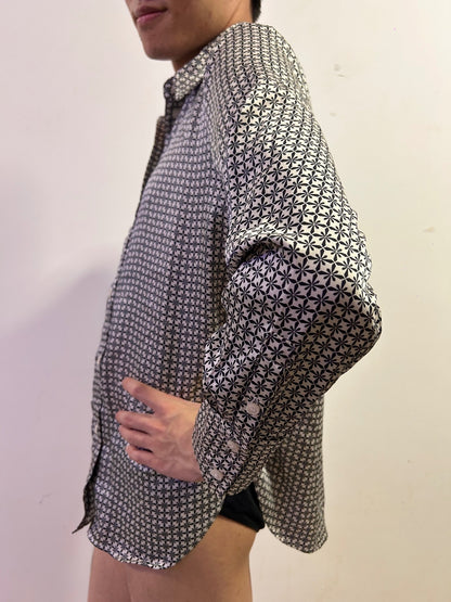 H&M Premium Geometric Print Shirt Size S  Long Sleeve Smart Casual Shirt