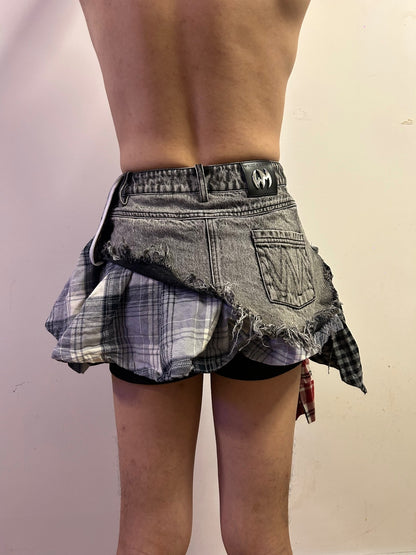 WEIRD MARKET Deconstructed Patchwork Mini Skirt S  AvantGarde Punk Grunge Y2K