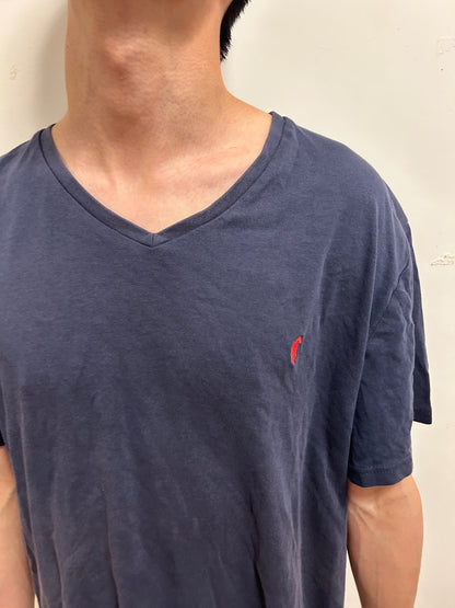 Gentleman Farmer Premium Cotton V-Neck T-Shirt Navy XXL French Casual Luxury