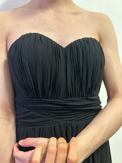 Flower by Charms Paris Black Strapless Chiffon Maxi Dress Size L