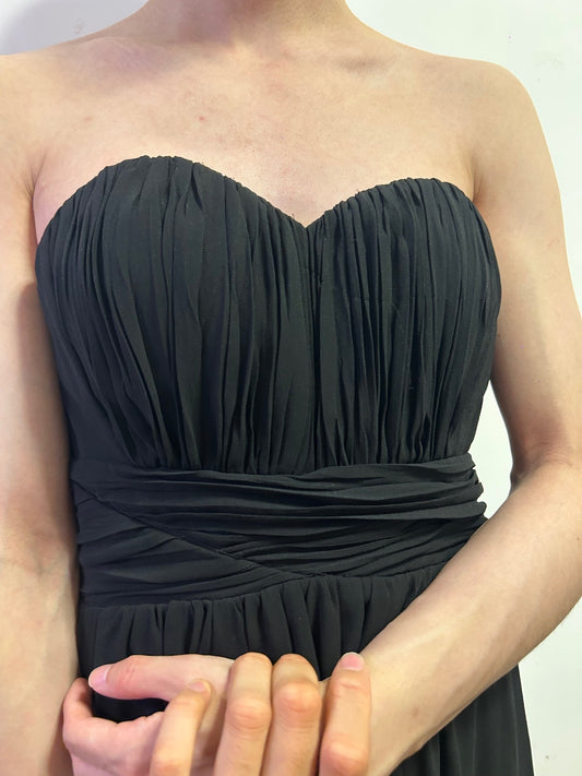 Flower by Charms Paris Black Strapless Chiffon Maxi Dress Size L