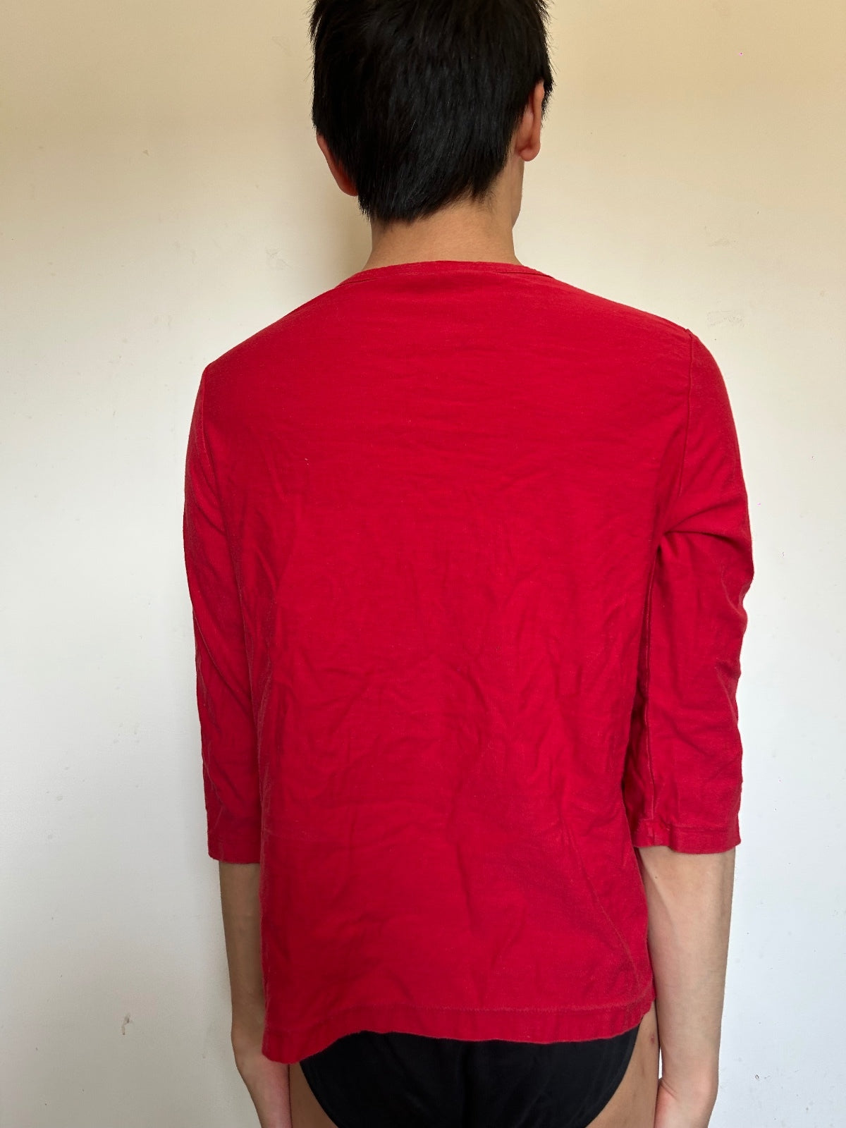 Desigual Red Graphic Long Sleeve Cotton Top | Statement Logo Stripe Tee L
