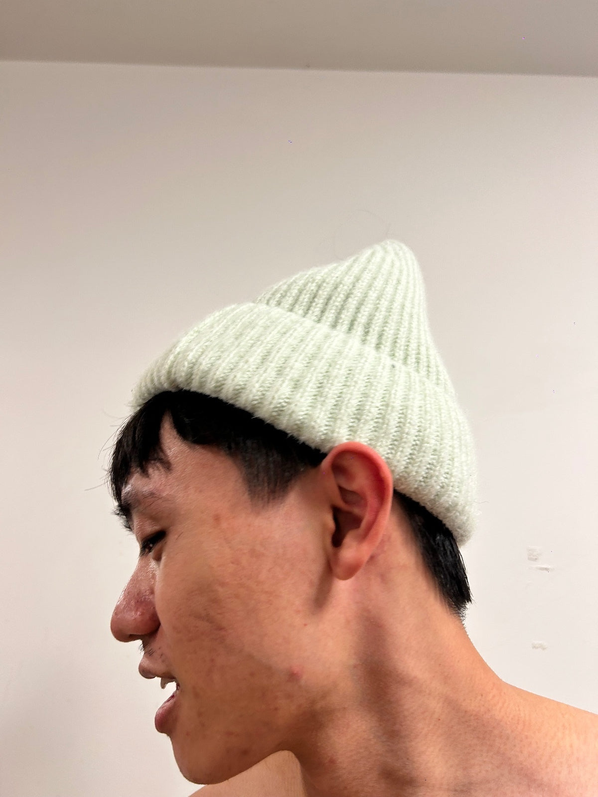 O’STIN Mint Green Ribbed Knit Beanie Hat | Soft Winter Wool Blend