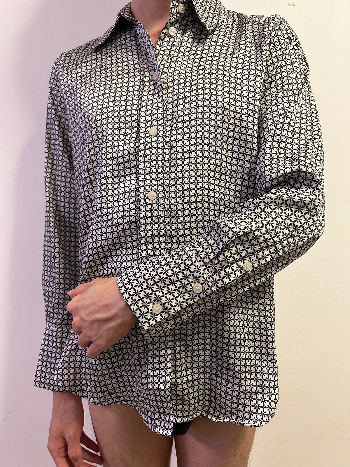 H&M Premium Geometric Print Shirt Size S  Long Sleeve Smart Casual Shirt