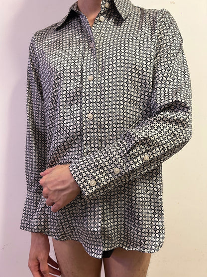 H&M Premium Geometric Print Shirt Size S  Long Sleeve Smart Casual Shirt