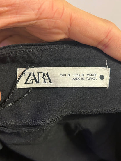 ZARA One Shoulder Ruched Black Top Size S Elegant Evening Quiet Luxury