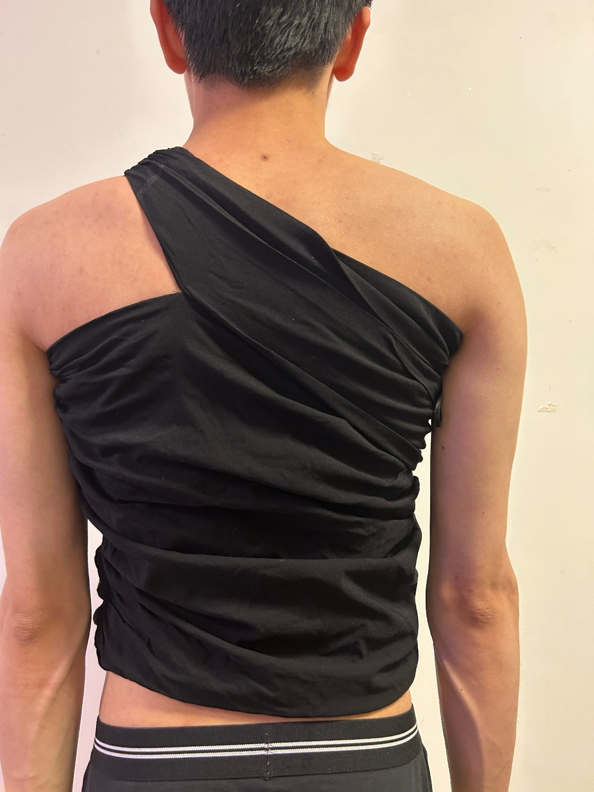 ZARA One Shoulder Ruched Black Top Size S Elegant Evening Quiet Luxury