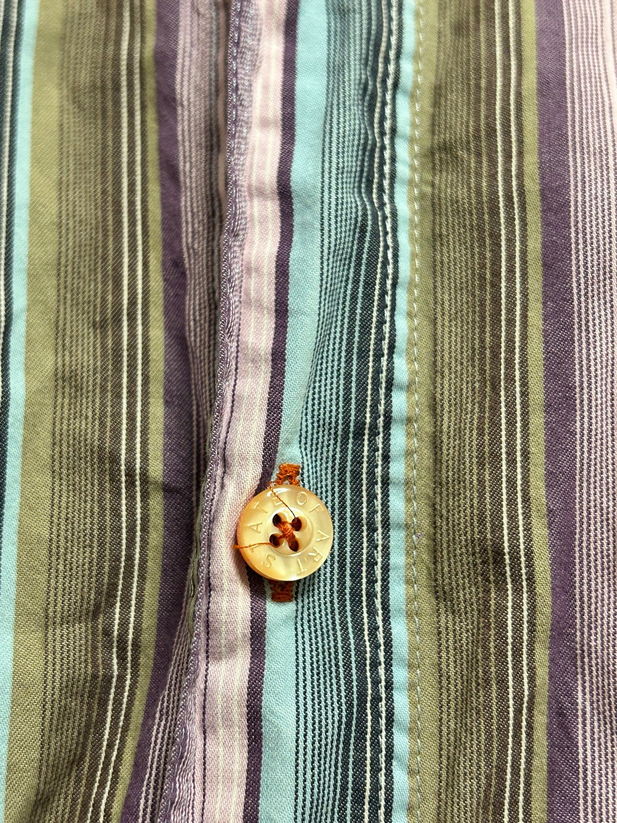 State of Art Men’s Striped Button-Down Shirt XL 100% Cotton Pastel Vintage