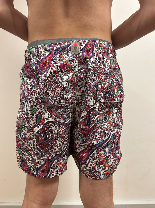 Vintage Paisley Swim Shorts Colourful European Print Men’s M–L Holiday Resort