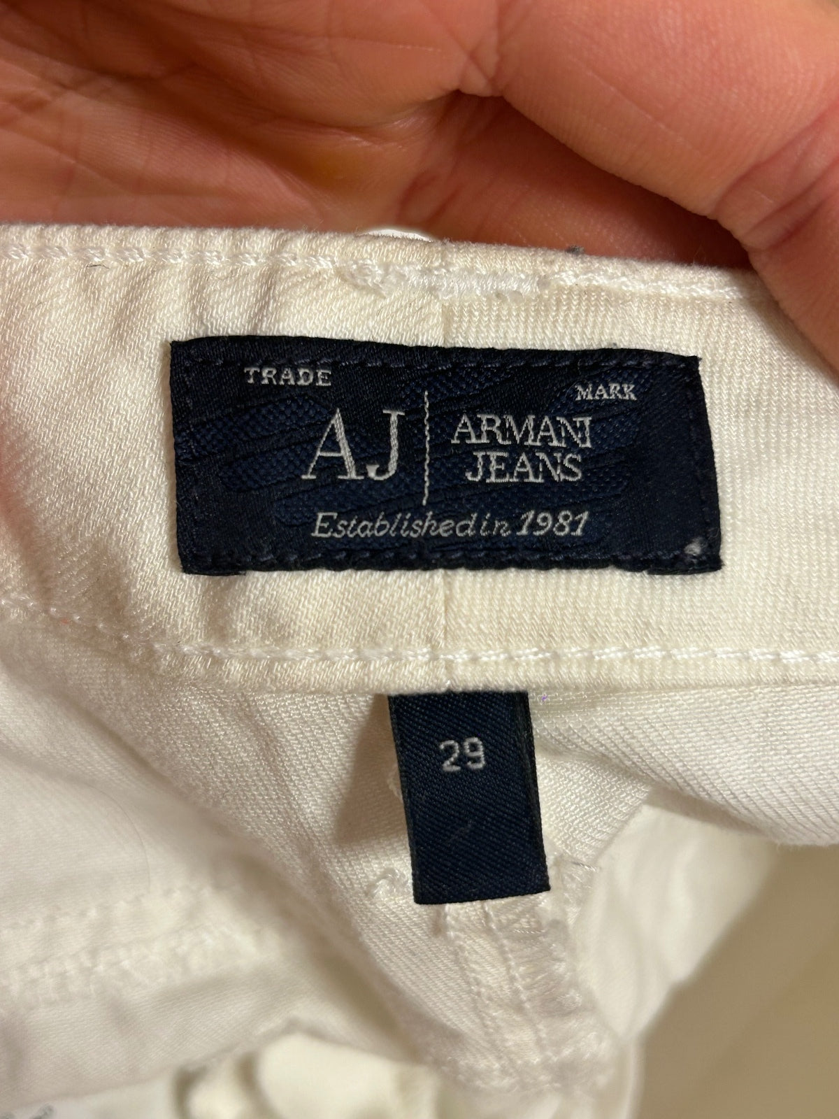 Armani Jeans AJ White Straight Leg Jeans W29 Italian Designer Denim Crystal