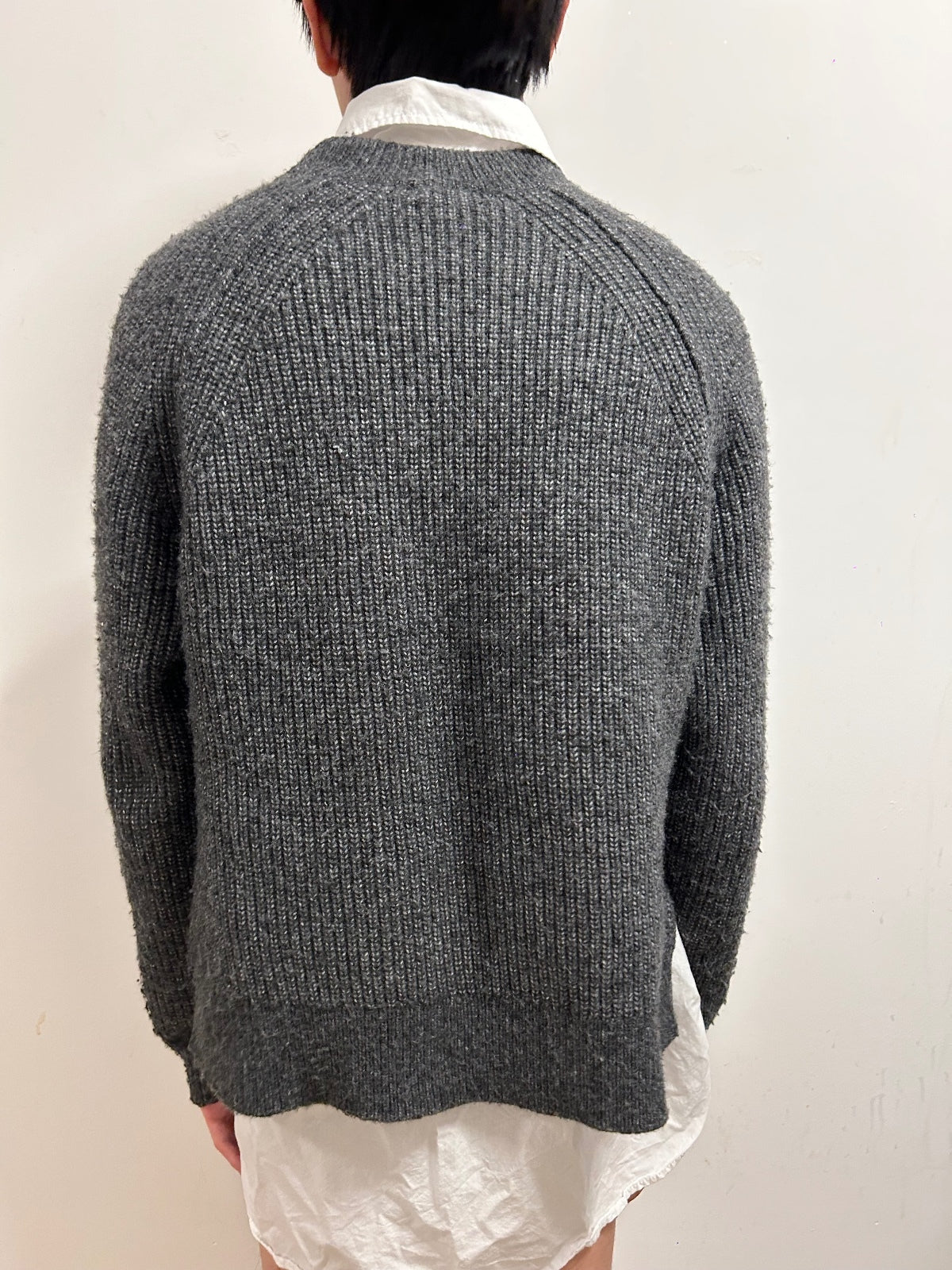 Replay Recycled Grey V-Neck Knit Jumper | Size L